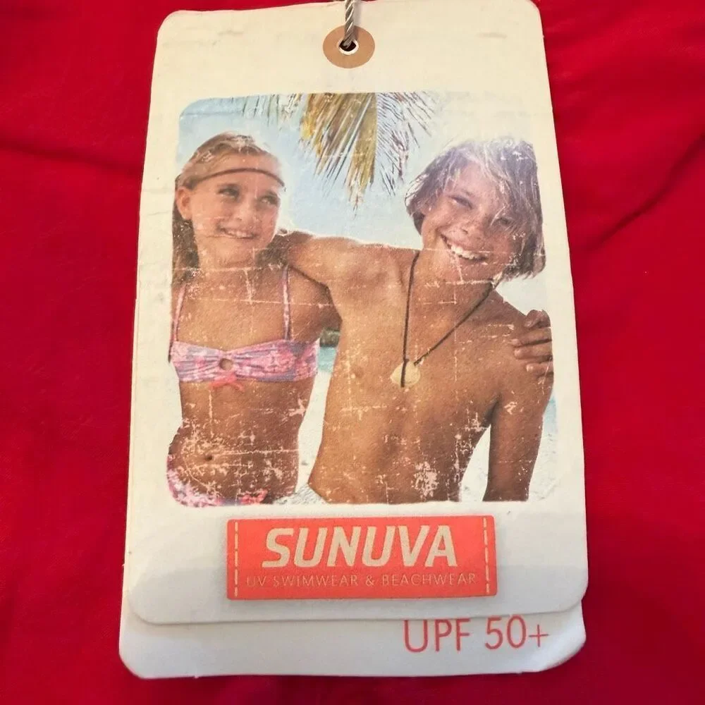 Sunuva red boy's swim short with UPF 50+ protection Size 11-12
